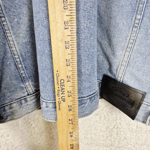 Harley Davidson Vintage Denim Jean Jacket Men's XL Embroidered Back Eagle Patch - Picture 8 of 11